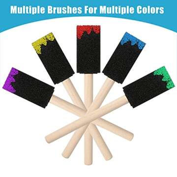 GACDR Foam Paint Brushes Assorted Sizes，25 Pcs Sponge Brushes for Painting，Wood Handle 1 2 3 4 Inch Paint Sponges for Crafts Acrylics Stains