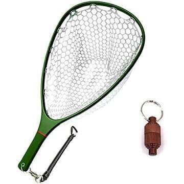 Aventik Fly Fishing Net - Carbon Fiber Landing Net with Clear Rubber & Magnetic Release