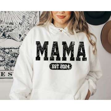 Personalized Mama Sweatshirt with Kids Names on Sleeve, Mama Est Sweatshirt, Custom Mama Sweatshirt, New Mom Gift, Birthday Gift for Mom, Sweatshirt Crewneck for Mama Grandma