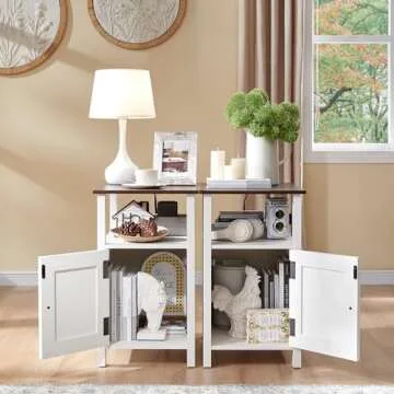 Farmhouse Nightstand Set with Charging Station