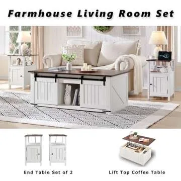 Farmhouse Nightstand Set with Charging Station