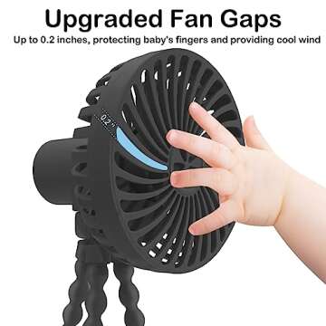 Stroller Fan 3000mAh Portable Mini Fan Battery Operated Fan Flexible Tripod USB Travel Fan, Hand Hel...