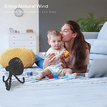 Stroller Fan 3000mAh Portable Mini Fan Battery Operated Fan Flexible Tripod USB Travel Fan, Hand Held Fan that Blow Cold Air Small Personal Portable Fans for Car Seat Crib Bedroom Travel (Black)
