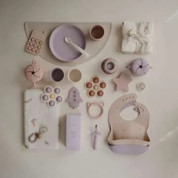 mushie Silicone Baby Bib | Adjustable Fit Waterproof Bibs (Daisy)