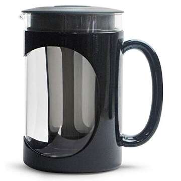 Primula Burke Deluxe Cold Brew Iced Coffee Maker, Comfort Grip Handle, Durable Glass Carafe, Removable Mesh Filter, Perfect 6 Cup Size, Dishwasher Safe, 1.6 qt, Black