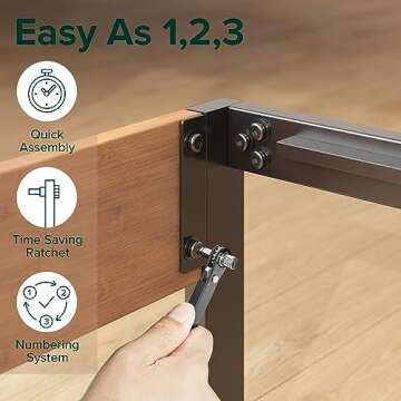 ZINUS Olivia Metal and Bamboo Platform Bed Frame, No Box Spring Needed, Wood Slat Support, Easy Assembly, Queen