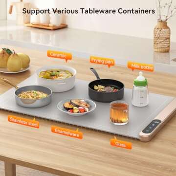 Electric Warming Tray, Food Warmers with Adjustable Temperature, Timer, Full Surface Heating, Rollable Silicone Food Warming Mat for Parties, Buffet, Family Gatherings, Daily Use