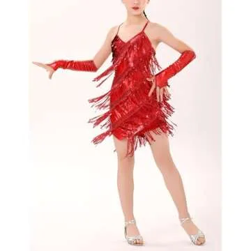 Girls 1920s V-Neck Tassel Dance Dress for Kids