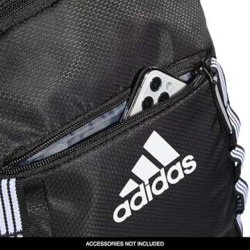 adidas Excel Backpack Durable Large Athletic Student Laptop Book Bag for Boys/Girls, Black/White 3 Stripe Webbing/Black, One Size