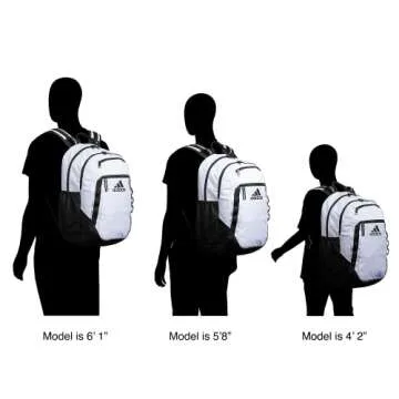 adidas Excel Backpack Durable Large Athletic Student Laptop Book Bag for Boys/Girls, Black/White 3 Stripe Webbing/Black, One Size