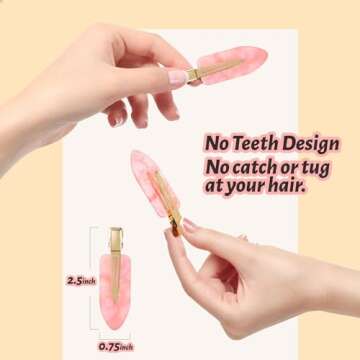 YIERSO 8Pcs No bend Hair Clips No Crease Hair Clip Duckbill Clips No Dent Creaseless Flat Clip Alligator Hair Barrettes for Makeup Hairstyle Women Girls Accessories (Acrylic Resin-PinkWhite)