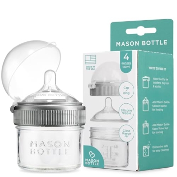 Mason Bottle Eco-Friendly Glass Baby Bottle with Cap & Nipple