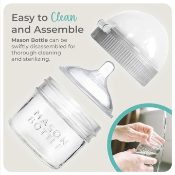 Mason Bottle Eco-Friendly Glass Baby Bottle with Cap & Nipple