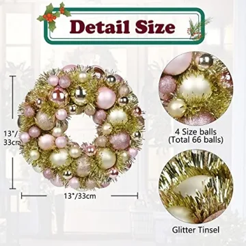 Gorgeous 13" Christmas Ball Wreath for Holiday Decor