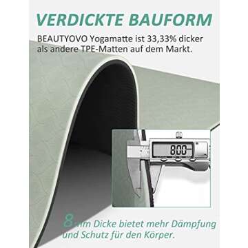 Yoga Mat with Strap, 1/3 Inch Extra Thick Yoga Mat Double-sided Non Slip, Professional TPE Yoga Mats for Women Men, Workout Mat for Yoga, Pilates and Floor Exercises