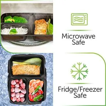 Meal Prep Containers 3 Compartment 45 Pack