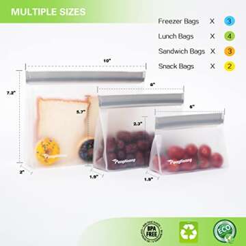 12 Eco-Friendly Reusable Storage Bags - Stand Up, Thick, Leakproof Solutions