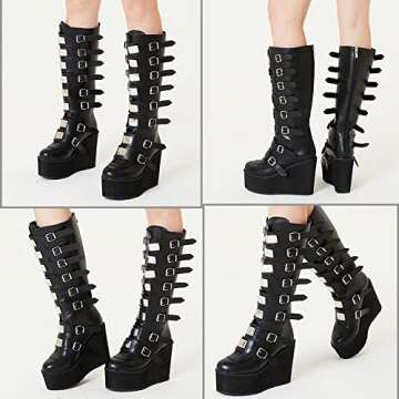 AOSPHIRAYLIAN Women’s Goth Knee High Boots for Stylish Comfort