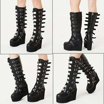 AOSPHIRAYLIAN Women’s Goth Knee High Boots for Stylish Comfort