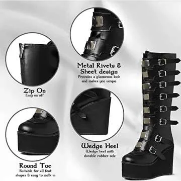AOSPHIRAYLIAN Women’s Goth Knee High Boots for Stylish Comfort