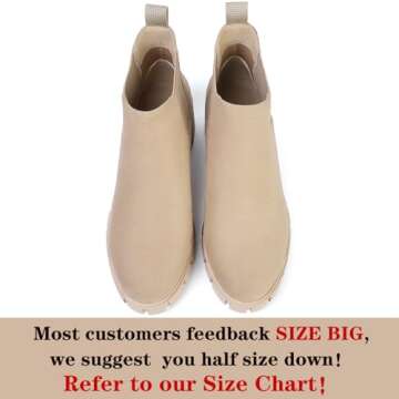 GOUPSKY Ankle Boots for Women Lug Sole Slip On Chelsea Booties Platform Chunky Mid Block Heel Suede ...
