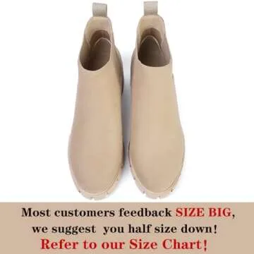 GOUPSKY Ankle Boots for Women Lug Sole Slip On Chelsea Booties Platform Chunky Mid Block Heel Suede ...