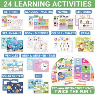 Montessori Busy Book for Toddlers 3+, Kindergarten/ Prek/ Preschool Learning Activities, Autism Sensory Book, Quiet Activity Book, Educational Toys for 3 Year Old, Learning Materials for Kids Ages 3-5