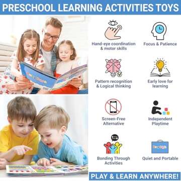 Montessori Busy Book for Toddlers 3+, Kindergarten/ Prek/ Preschool Learning Activities, Autism Sensory Book, Quiet Activity Book, Educational Toys for 3 Year Old, Learning Materials for Kids Ages 3-5