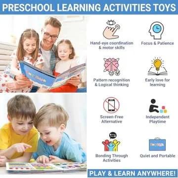 Montessori Busy Book for Toddlers 3+, Kindergarten/ Prek/ Preschool Learning Activities, Autism Sensory Book, Quiet Activity Book, Educational Toys for 3 Year Old, Learning Materials for Kids Ages 3-5