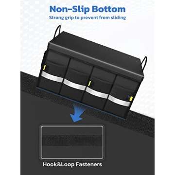 Oasser Car Trunk Organizer, Collapsible Waterproof Multi Compartments Car Storage Organizer with Foldable Cover Reflective Strip (Standard, Black)