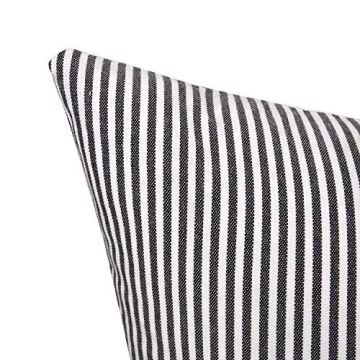 Merrycolor Farmhouse Decorative Throw Pillow Covers for Couch Stripe Faux Leather Accent Pillow Cover Boho Modern Decor Pillow Case 18 x 18 Inch(Black)