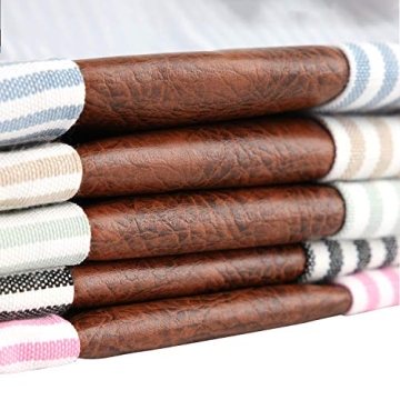 Merrycolor Farmhouse Decorative Throw Pillow Covers for Couch Stripe Faux Leather Accent Pillow Cover Boho Modern Decor Pillow Case 18 x 18 Inch(Black)