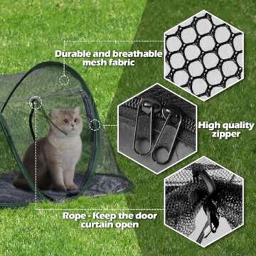 Cat Tent Outdoor, Pet Enclosure Tent Suitable for Cats and Small Animals, Indoor Playpen Portable Exercise Tent with Carry Bag(Dark Green)
