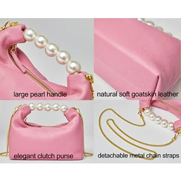 Chic DORIS&JACKY Goatskin Evening Clutch with Pearl Handle