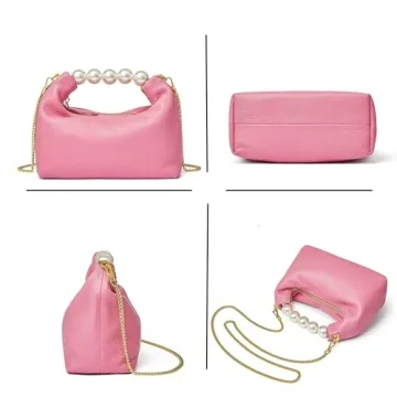 Chic DORIS&JACKY Goatskin Evening Clutch with Pearl Handle