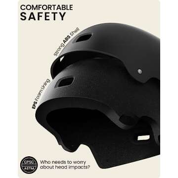 OutdoorMaster Skateboard Cycling Helmet - Two Removable Liners Ventilation Multi-Sport Scooter Rolle...