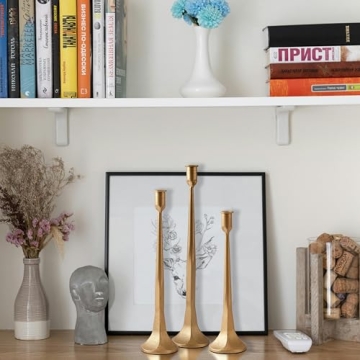 Denique Gold Iron Taper Candle Holder Set Elegant Decor