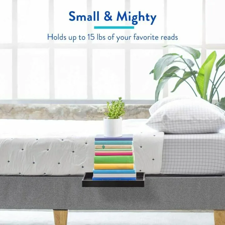 BedShelfie Slide Black Wood Bedside Shelf for Dorms