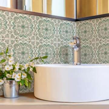 Denylo pro 10Pcs Wall Tile Sticker 12x12 Inches Vinyl Self Adhesive Removable Waterproof Peel and Stick Backsplash Walls Stickers for Kitchen, Bathroom, Stairs, Stick on Tiles