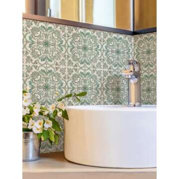 Denylo pro 10Pcs Wall Tile Sticker 12x12 Inches Vinyl Self Adhesive Removable Waterproof Peel and Stick Backsplash Walls Stickers for Kitchen, Bathroom, Stairs, Stick on Tiles