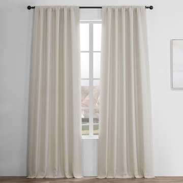 Elegant Faux Linen Textured Room Darkening Curtains in Birch Color for Home Decor 84 Inches Long (1 ...