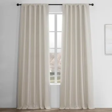 Elegant Faux Linen Textured Room Darkening Curtains in Birch Color for Home Decor 84 Inches Long (1 ...