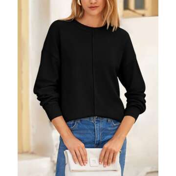 BTFBM Womens Loose Pullover Sweaters Fall Winter Clothes 2025 Crewneck Slouchy Sweater Long Sleeve C...