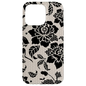 iPhone 15 Pro Max Aesthetic Holiday Black Lace Mosaic Phone Case