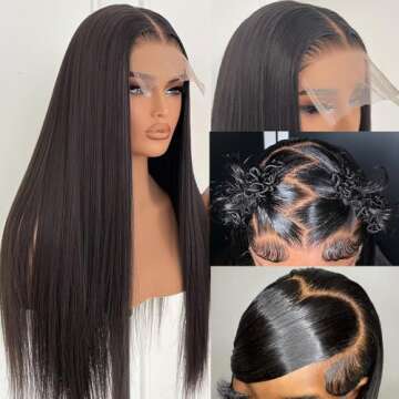 MUNONG 30 Inch 13x6 Lace Front Wigs Human Hair 200 Density Straight HD Lace Front Wigs Human Hair Pr...