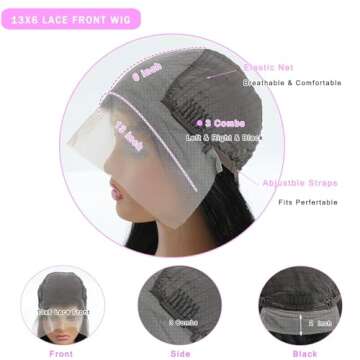 MUNONG 30 Inch 13x6 Lace Front Wigs Human Hair 200 Density Straight HD Lace Front Wigs Human Hair Pre Plucked Glueless Wigs Human Hair for Women Straight Lace Frontal Wigs Human Hair Natural Black