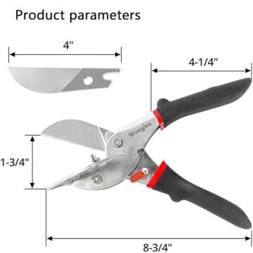 Wonglea Multi-Angle Miter Shears for Angular Cutting Molding Crafting,Quarter Round Cutting Tool,Shoe Molding Cutter Tool Scissors, Adjustable 45-135 Degree Molding Trim Cutter Snips for Wood,PVC