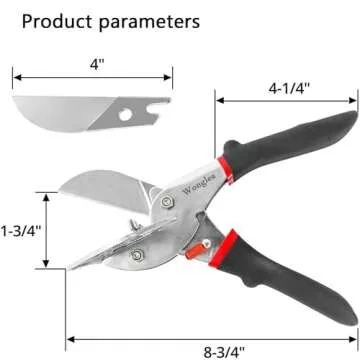 Wonglea Multi-Angle Miter Shears for Angular Cutting Molding Crafting,Quarter Round Cutting Tool,Shoe Molding Cutter Tool Scissors, Adjustable 45-135 Degree Molding Trim Cutter Snips for Wood,PVC