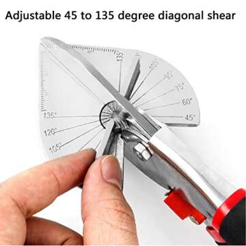 Wonglea Multi-Angle Miter Shears for Angular Cutting Molding Crafting,Quarter Round Cutting Tool,Shoe Molding Cutter Tool Scissors, Adjustable 45-135 Degree Molding Trim Cutter Snips for Wood,PVC