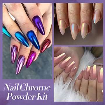 BORN PRETTY Chrome Powder Metallic Mirror Chameleon Nail Powder Auroras Mermaid Nail Powder Pigment for Nail Art Gel Polish Manicure Nail Art Decorations 9 Jars